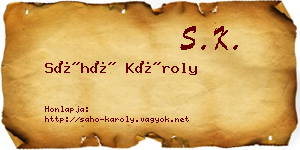 Sáhó Károly névjegykártya